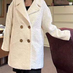 Kate Spade L Women's White Double-Breasted Coat Jacket NWT old stock